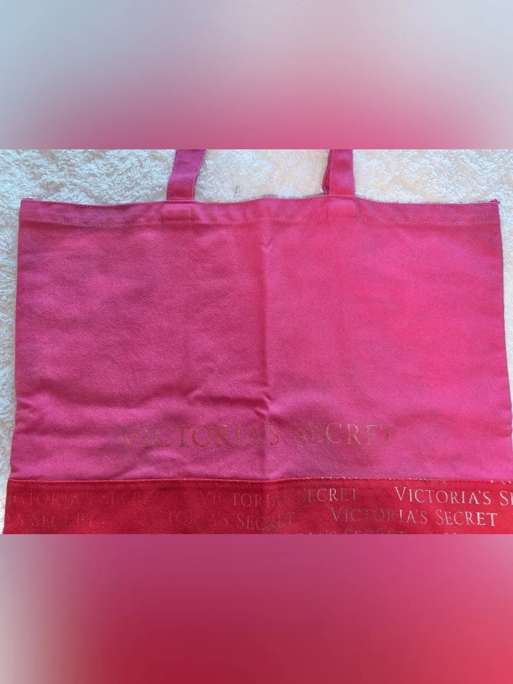 Victoria's Secret Hot Pink and Red Canvas Tote